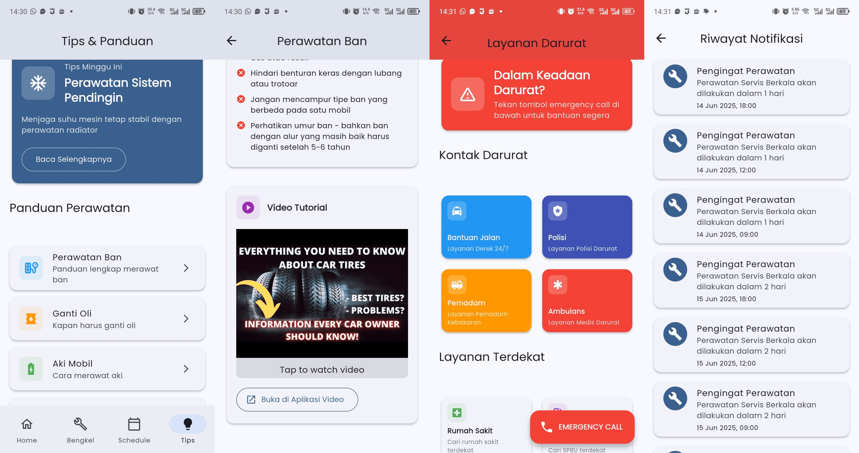 VehiCare app map feature to find workshops